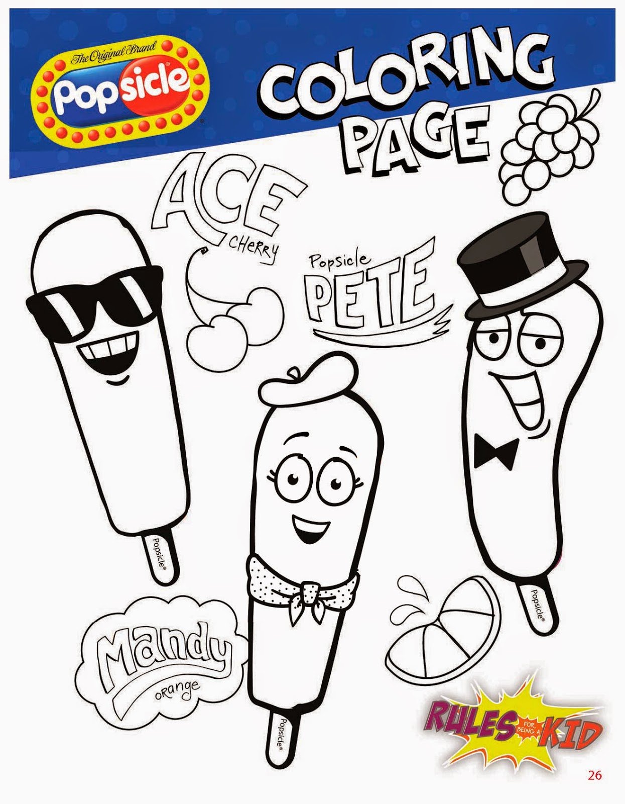 Popsicle Rules For Being A Kid Guidebook coloring pages