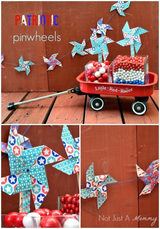 Patriotic Pinwheel Garland + Flags
