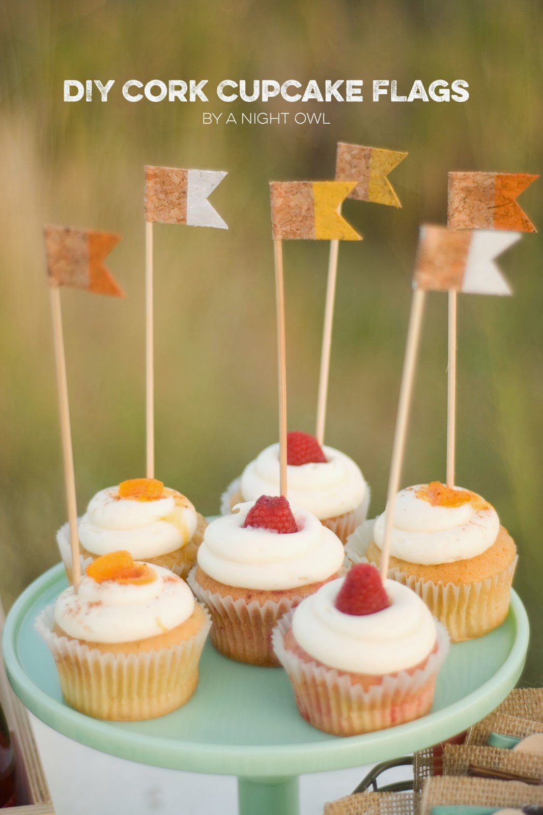 The Party Hop: Autumn Market cork cupcake flags