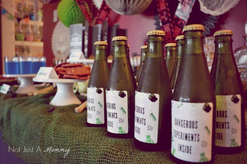 Mad Scientist's Lab Halloween Party drink labels