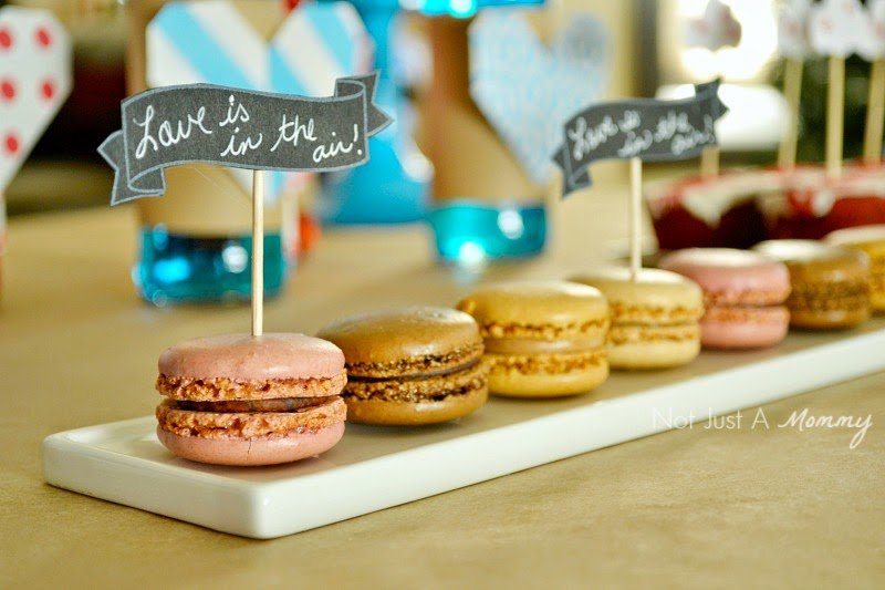 Love Is In The Air Valentine Table macaron flags