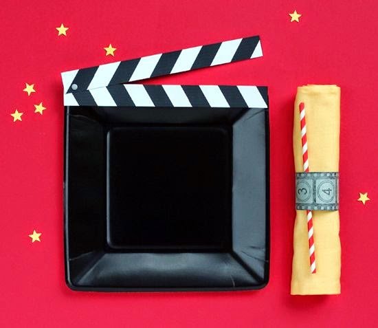 Quick And Stylish Oscars Viewing Party Decorating Ideas; movie clapper board plates