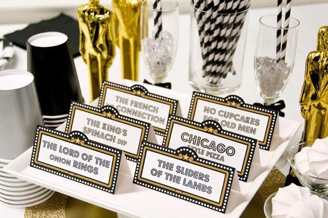 Quick And Stylish Oscars Viewing Party Decorating Ideas; table tents