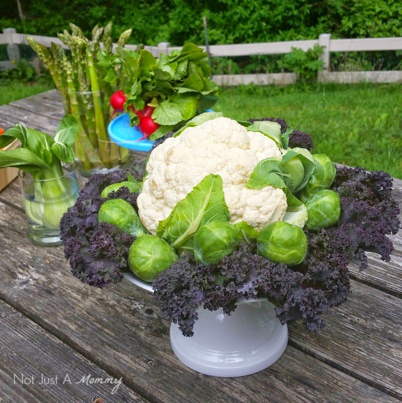 Farm To Table Inspired Tablescape cauliflower arrangement