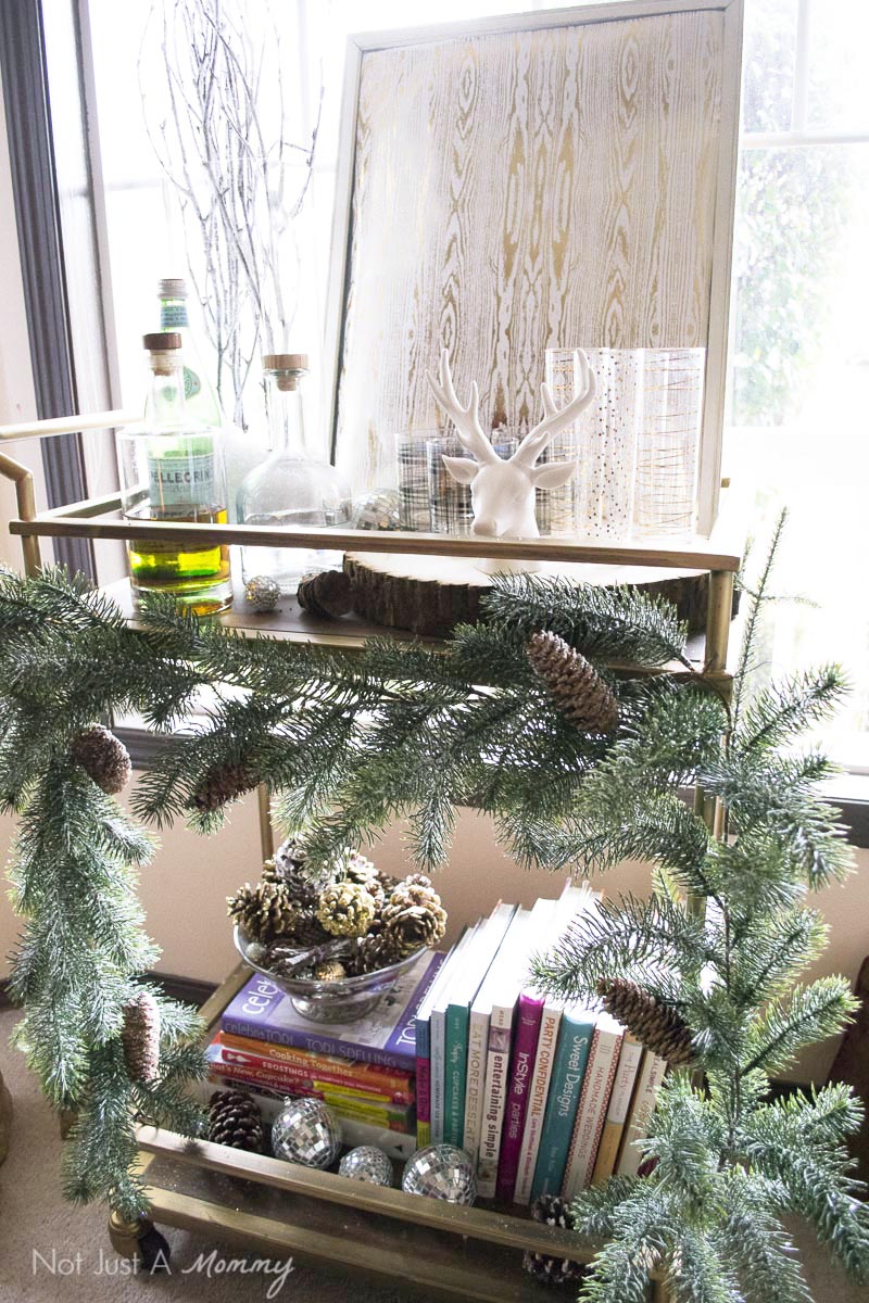 How To Decorate Your Home For The Holidays With Big Lots; festive bar cart