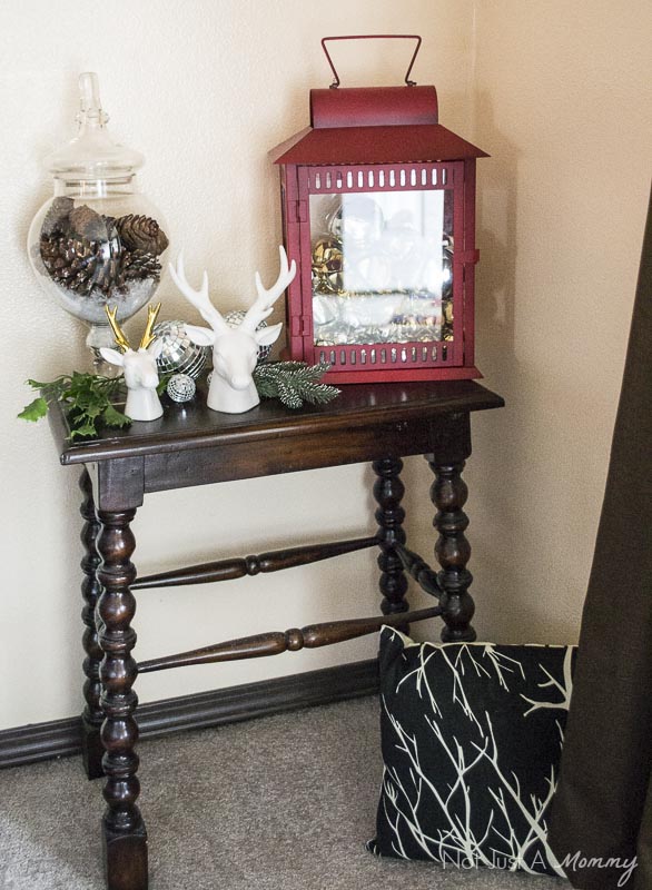 How To Decorate Your Home For The Holidays With Big Lots; apothecary jars and lanterns for holiday decorating