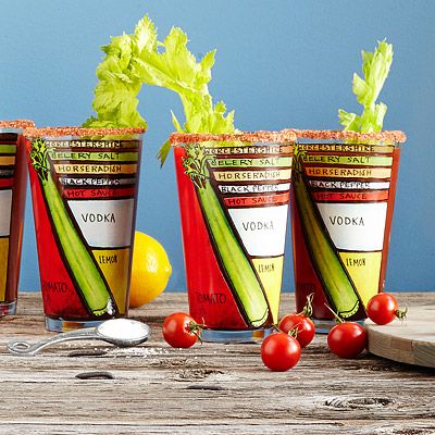 7 Must Have Bloody Mary Items; diagram glasses