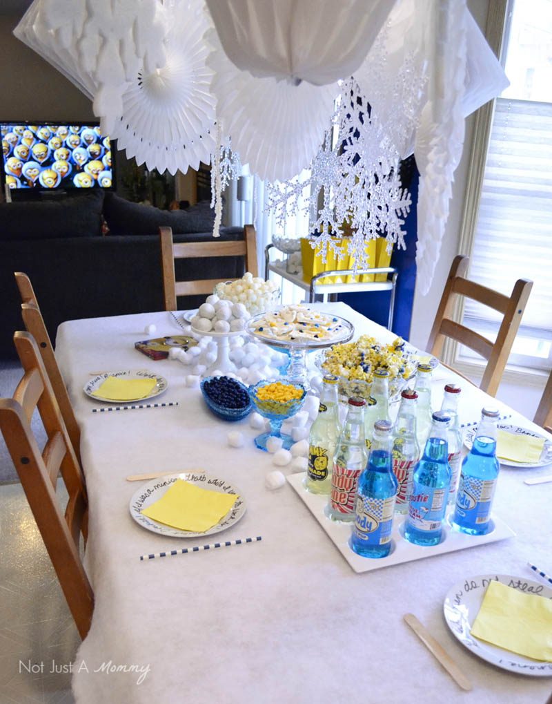 Minions Winter Yeti-land Movie Watching Party table