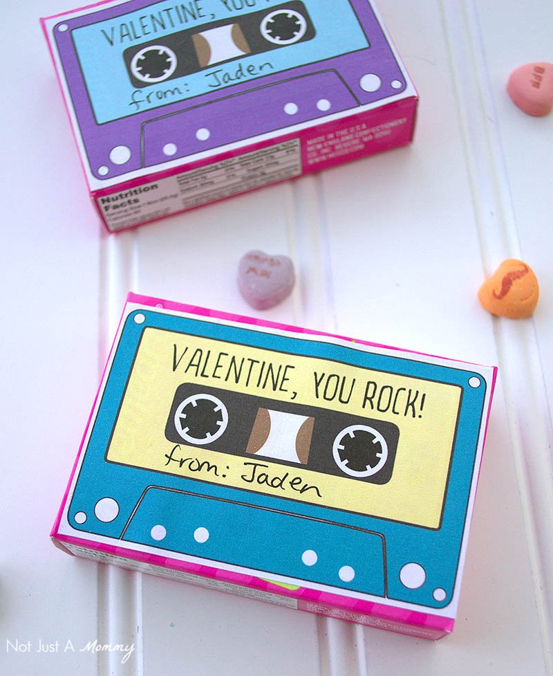 Turn candy boxes into cassette tape valentines with my free download