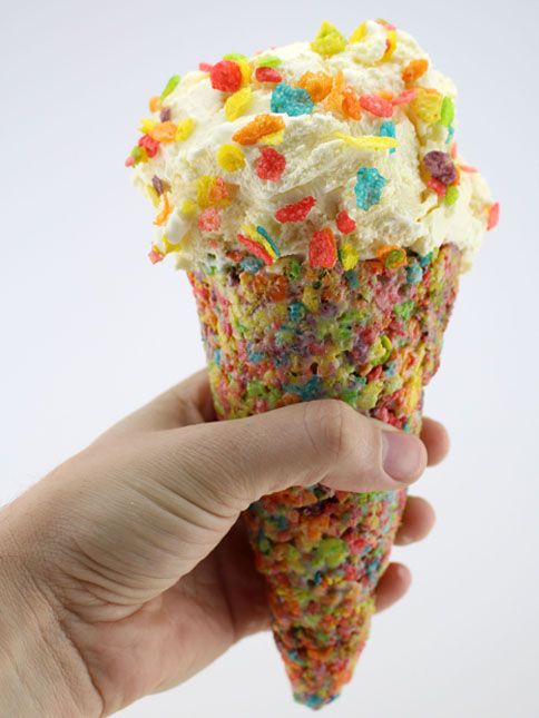 12 Fun Ways To Eat Fruity Pebbles; ice cream cone