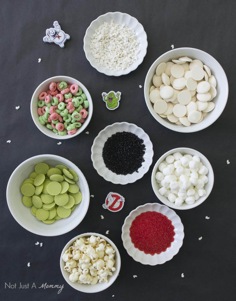 Ghostbusters inspired popcorn candy bark ingredients