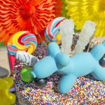 Balloon Dog Party Table cake closeup