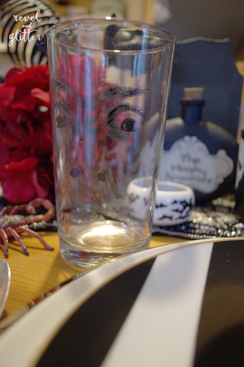 Spooky Chic Halloween table; glass