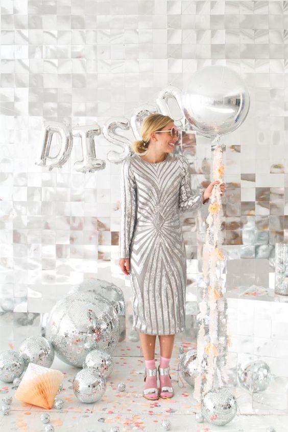 Disco Ball Holiday Ideas; photo booth backdrop