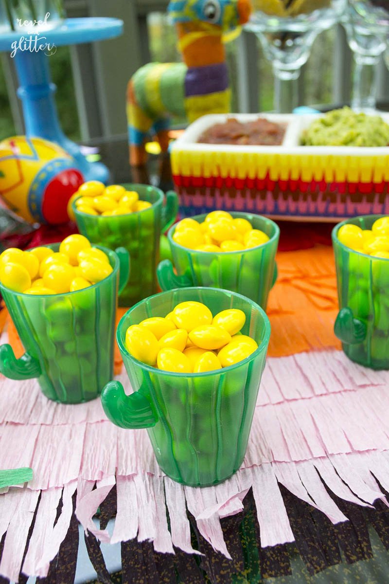 Get ready for Cinco de Mayo with my cactus inspired table; cactus candy holders