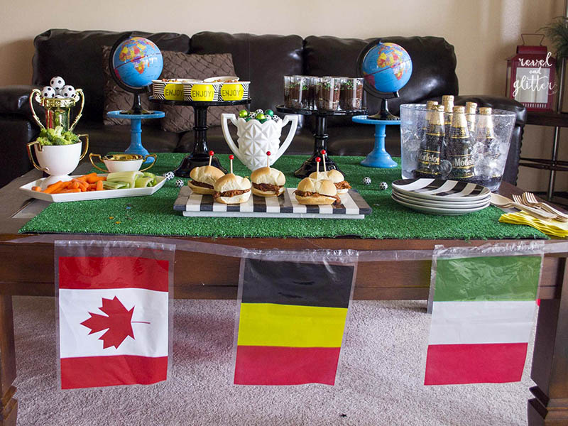 How to score with a soccer tournament watching party; wide table