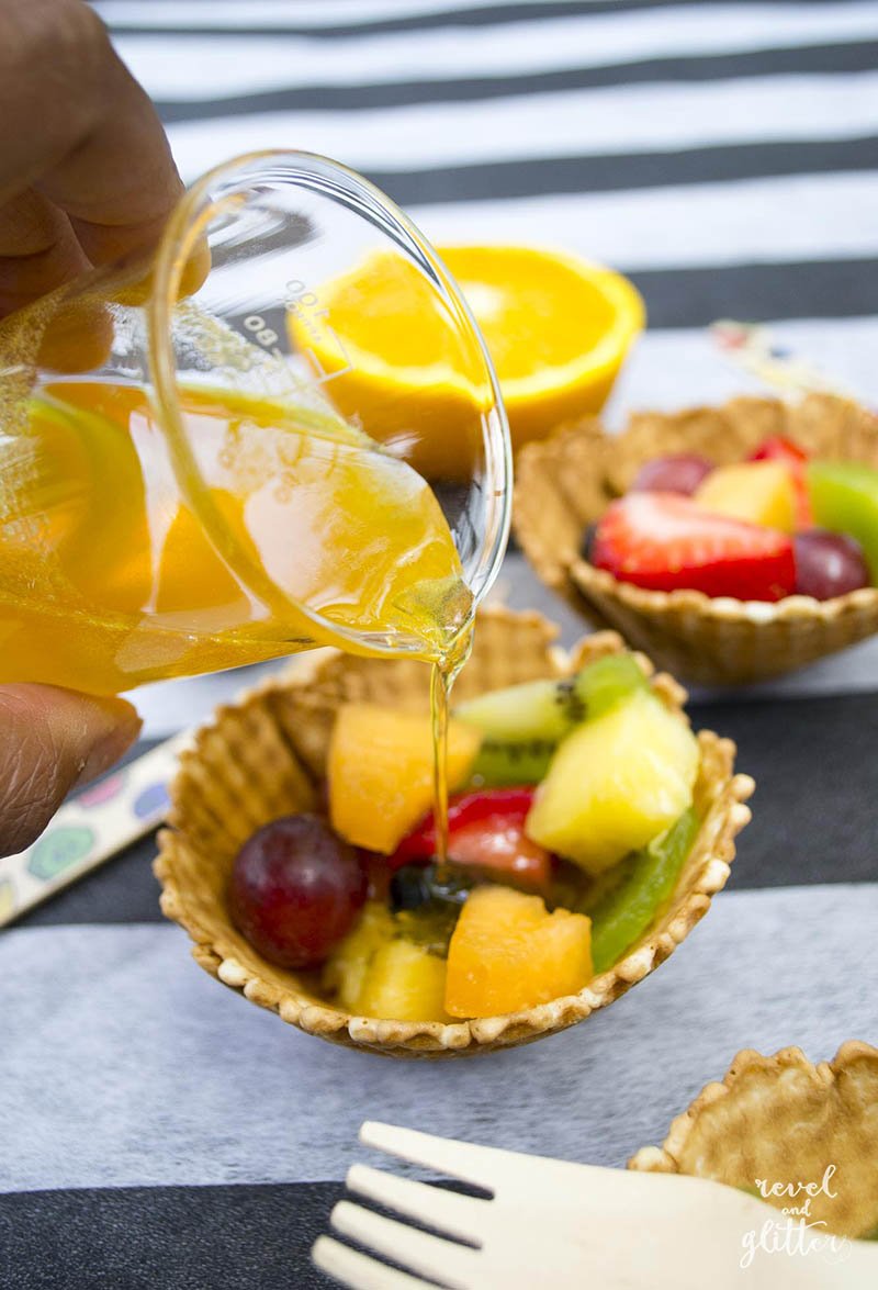Celebrate summer fruit dining alfresco; honey orange glaze