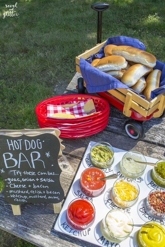 11 Favorite Foods Party Ideas; hot dog bar