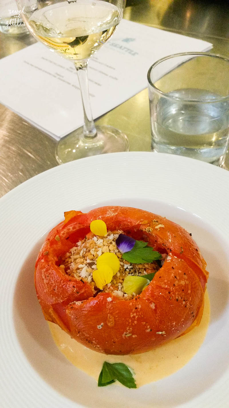 An Evening of Food, Wine and Learning with Eat Seattle; stuffed and roasted heirloom tomato