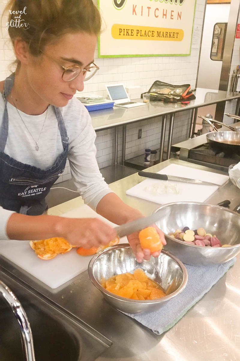 An Evening of Food, Wine and Learning with Eat Seattle; getting the salad ready