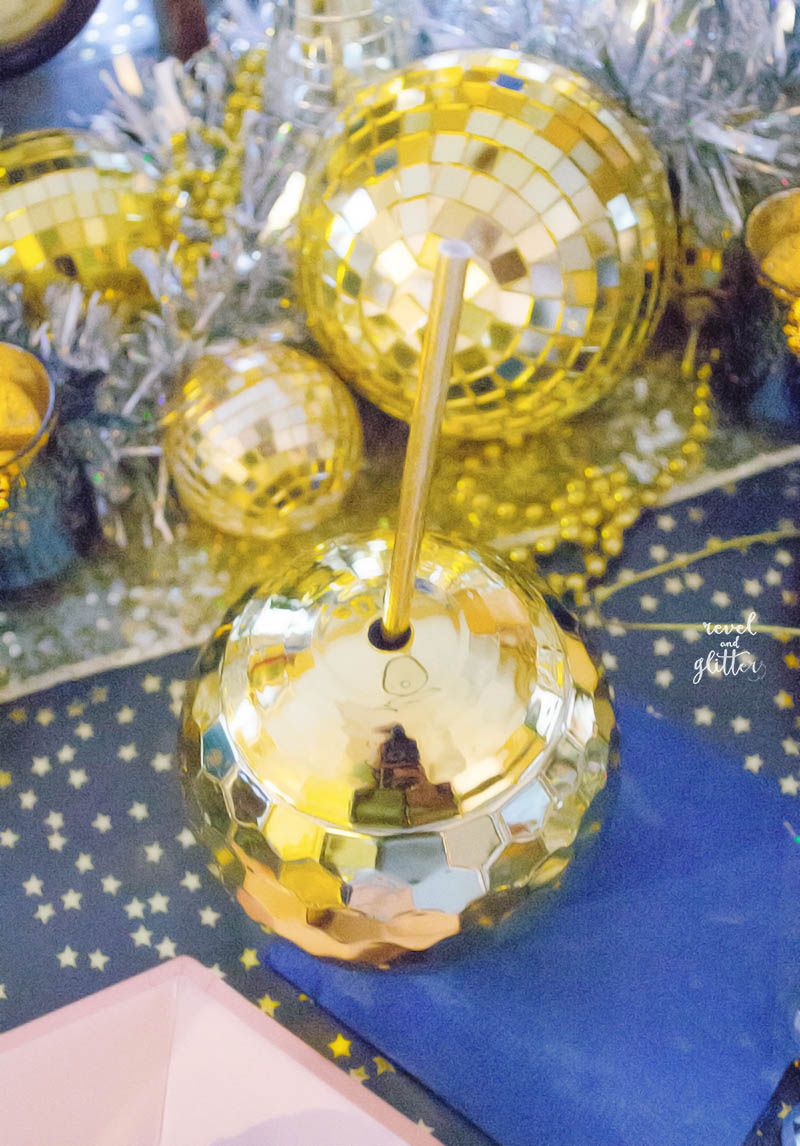 Navy, gold and silver New Year's Eve party; gold disco tumbler