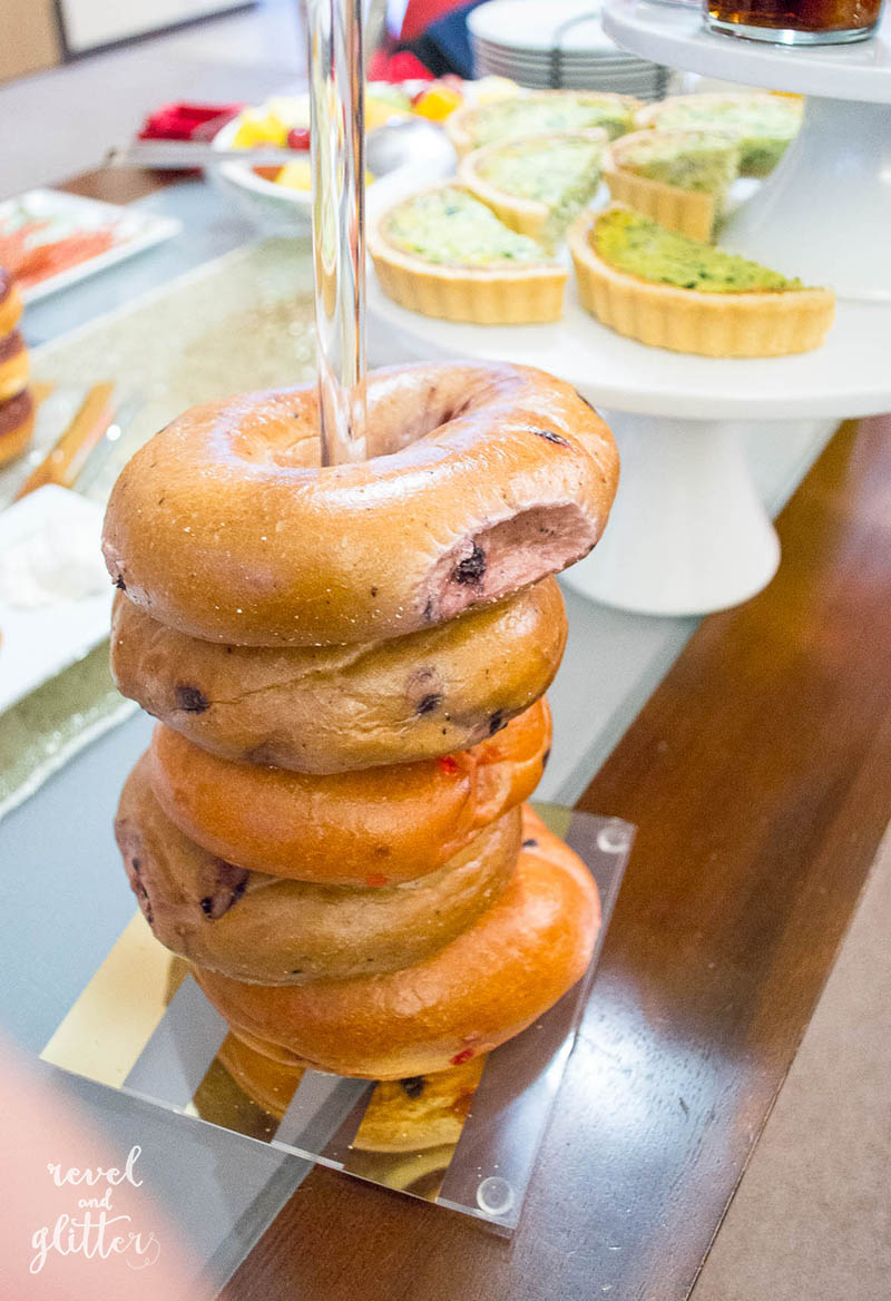 How to host a holiday gift wrapping brunch; bagels