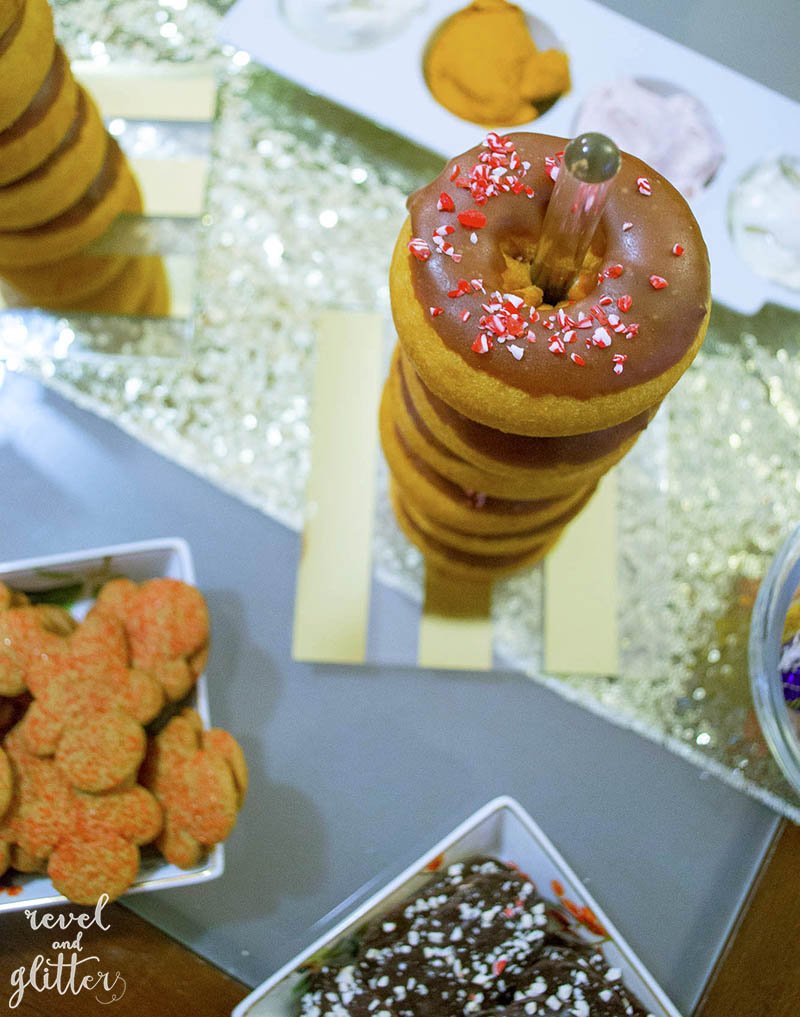 How to host a holiday gift wrapping brunch; closeup of doughnuts
