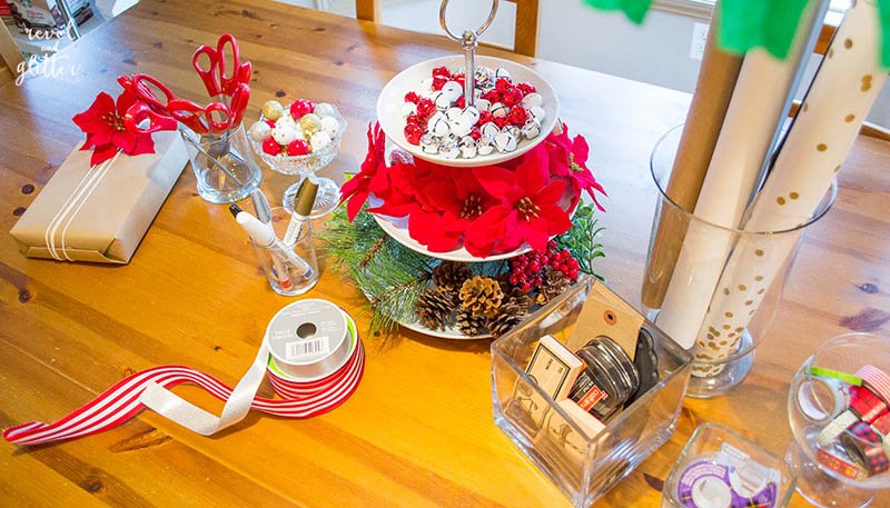 How to host a holiday gift wrapping brunch; supplies