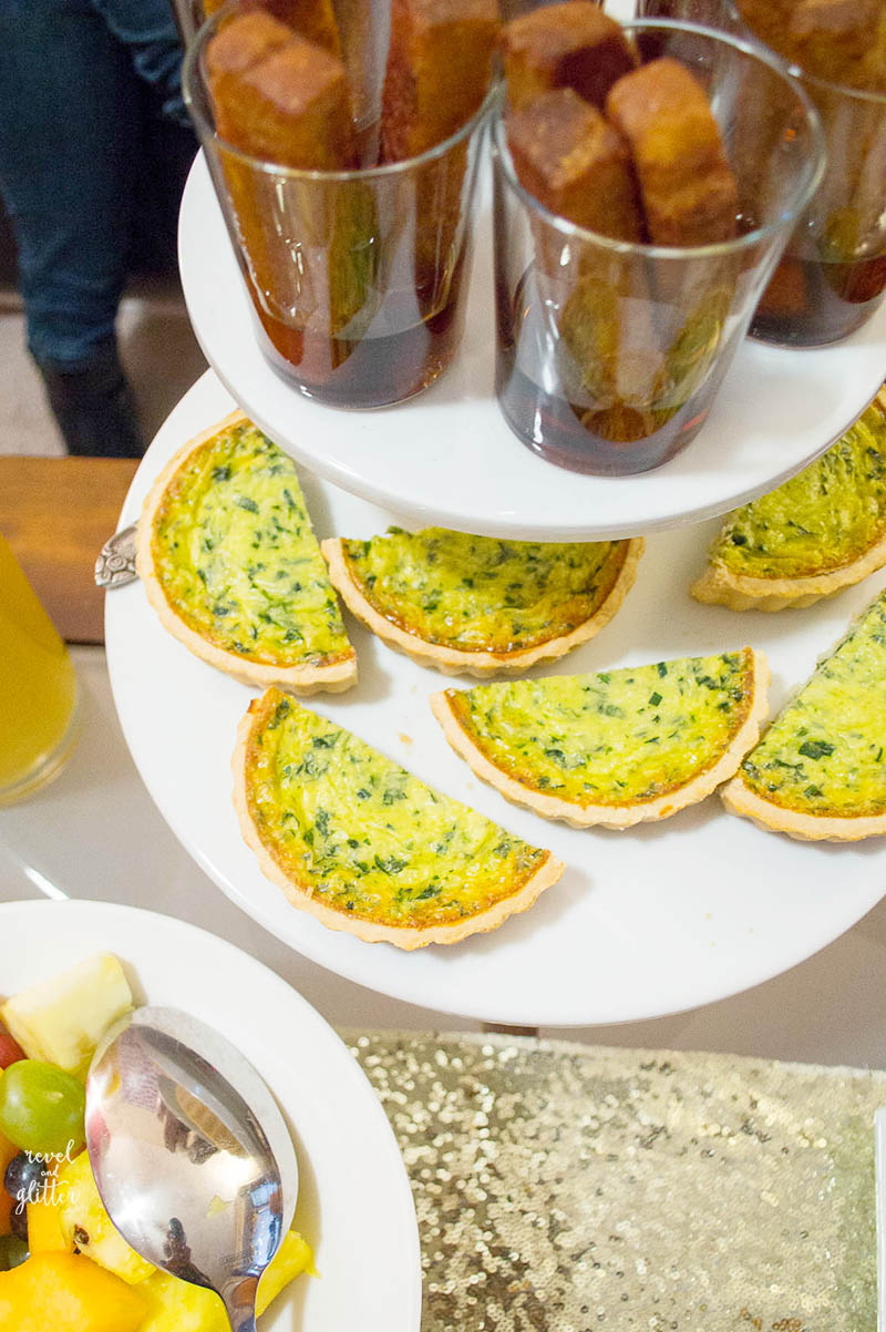 How to host a holiday gift wrapping brunch; quiche
