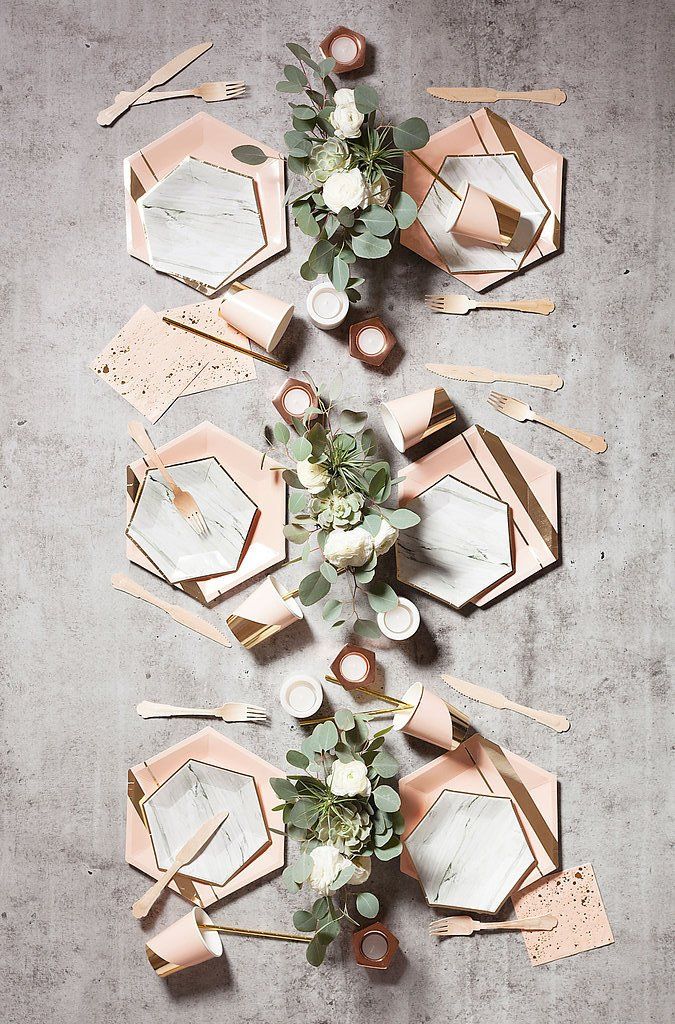 10 Hot Party Trends for 2018; marble + copper
