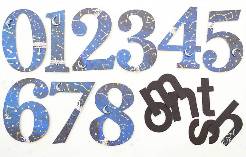 DIY baby monthly milestone numbers; chipboard and paper numbers