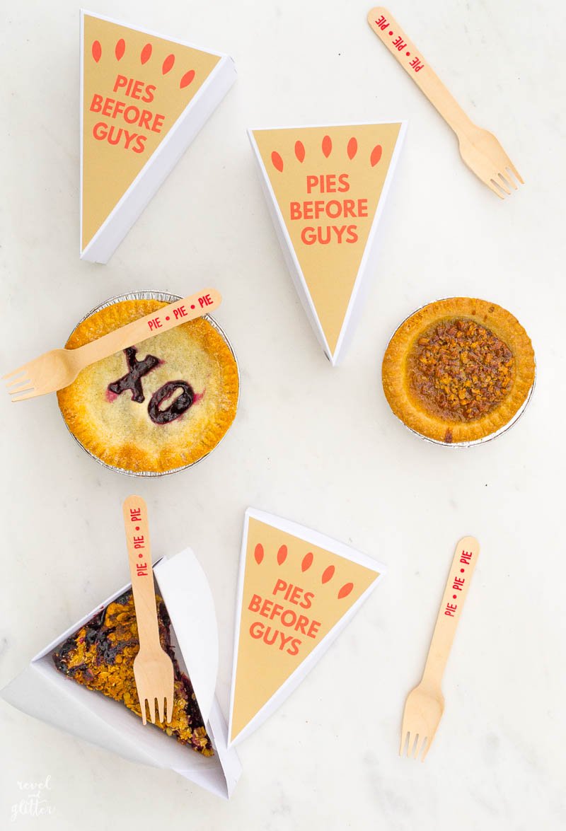 Pies Before Guys free pie box label for Galentine's Day