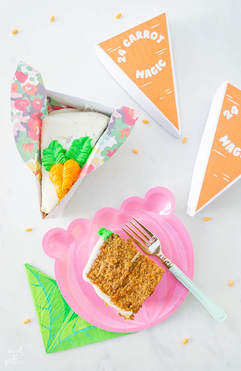 Pie box carrot label; carrot cake for the road