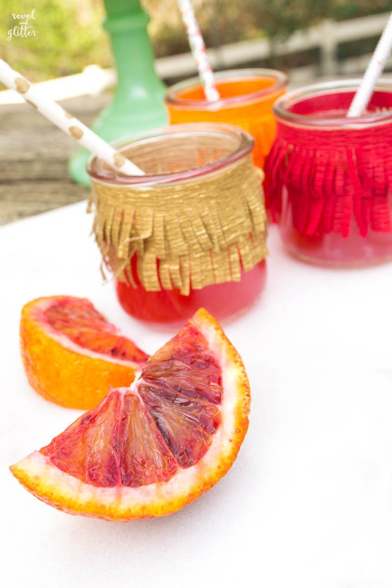 Blood Orange Ginger Lemonade; closeup