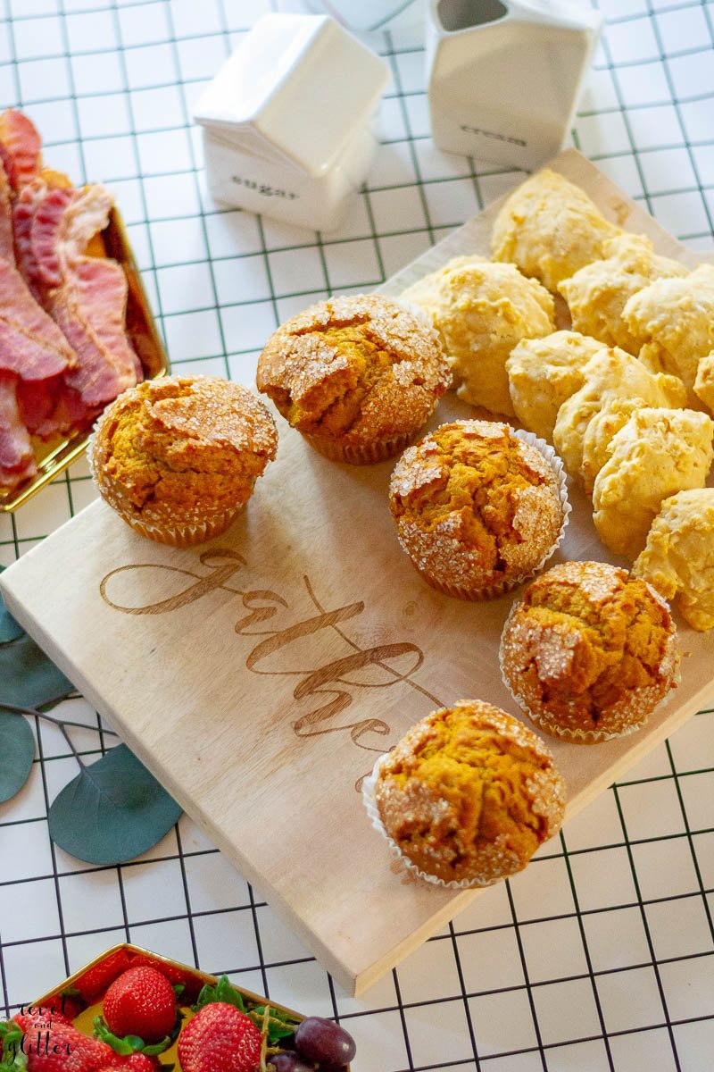 Tips To Hosting Brunchgiving with Kaukauna; pumpkin muffins and Cheesy Drop Biscuits