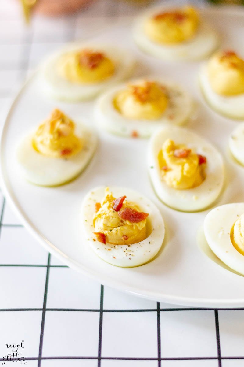 Tips To Hosting Brunchgiving with Kaukauna; closeup of Cheesy Deviled Eggs
