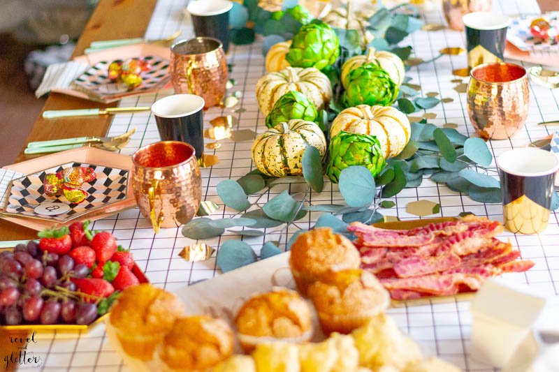 Tips To Hosting Brunchgiving with Kaukauna; table of easy treats