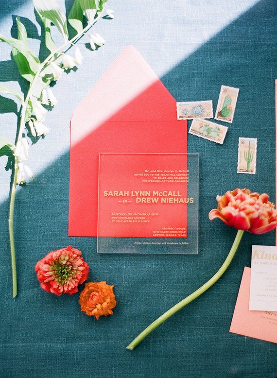 Entertaining with the Color of the Year - Living Coral; invite