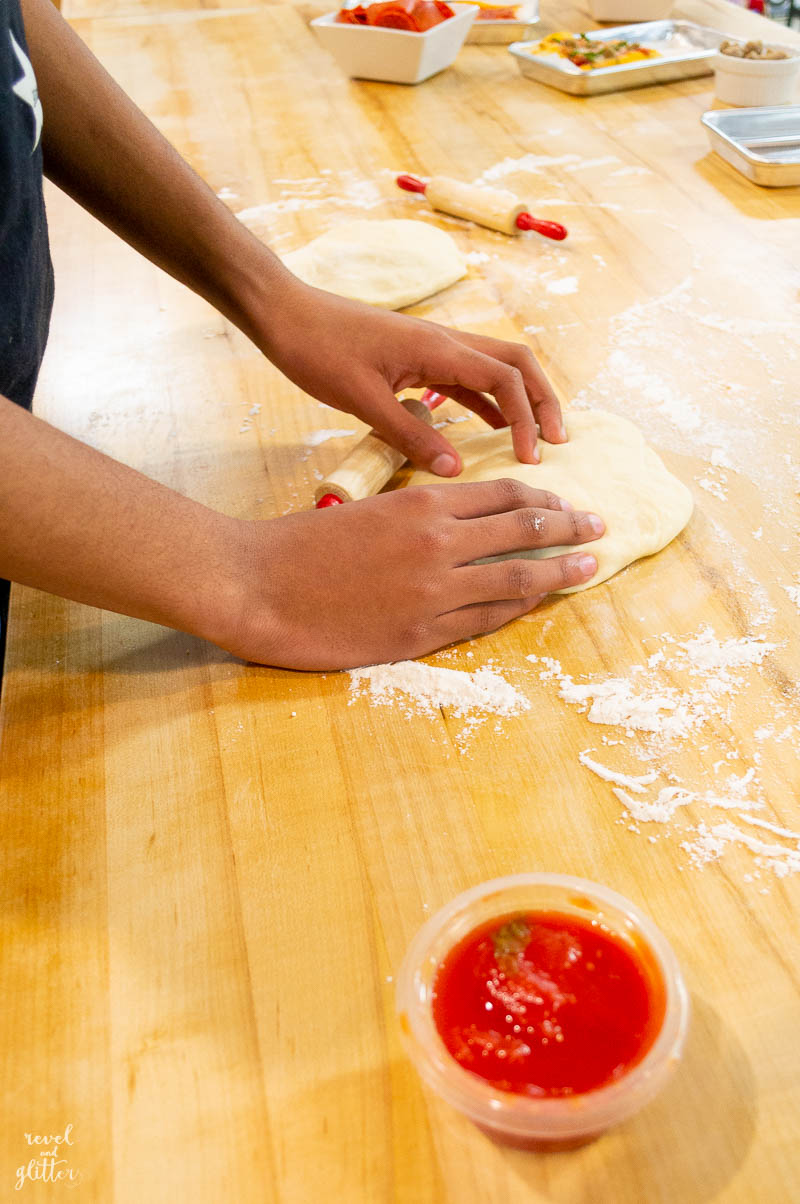 Host a Pizza Making Party! kneading dough