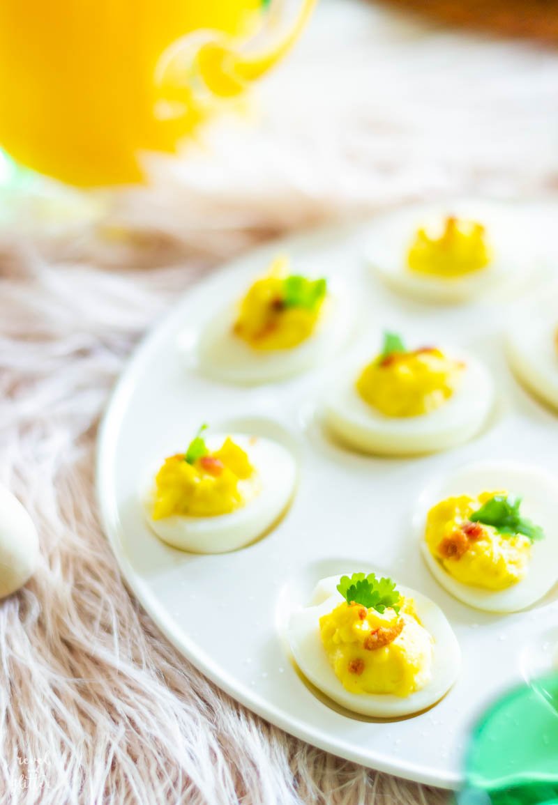 Easter Brunch table; wasabi deviled eggs