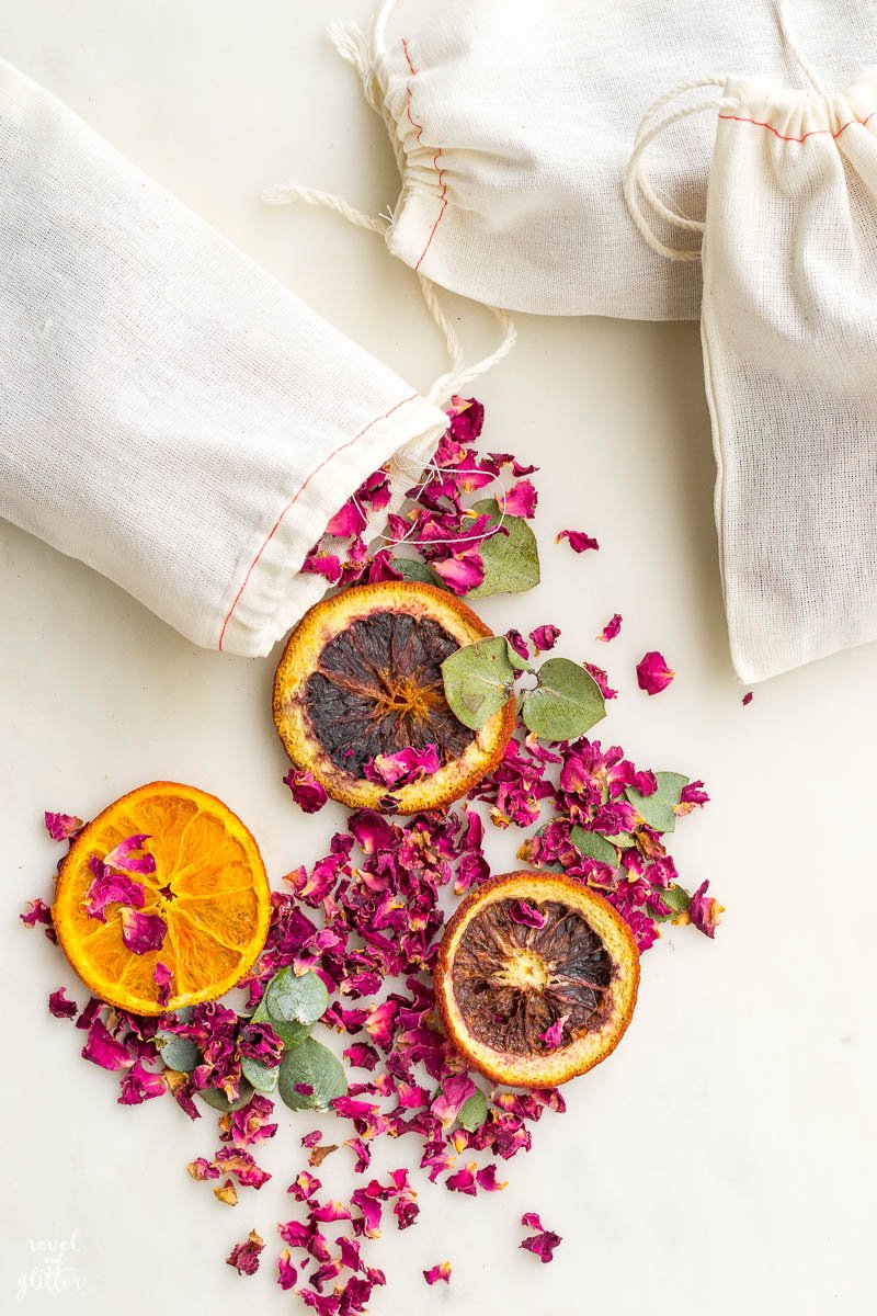 A Roses and Rosé Soiree; diy potpourri sachets