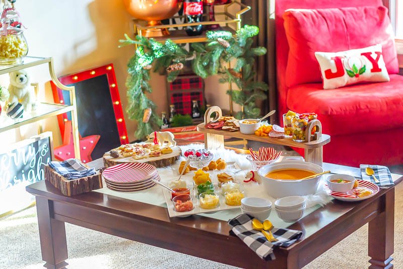 Host a Holiday Open House with Coca Cola; side of buffet table