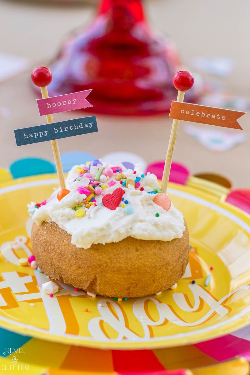 A Party In A Box is a great way to help local friends and family celebrate; decorated doughnut
