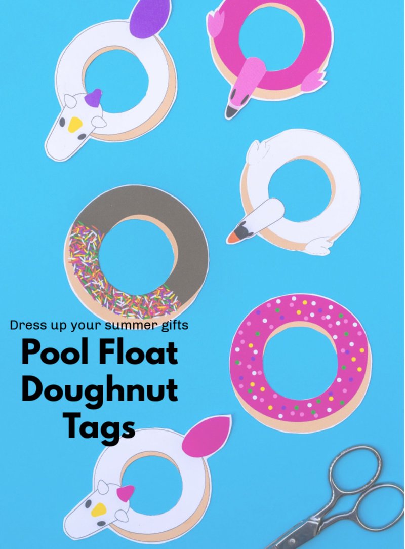 Dress up your summer gifts with pool float doughnut tags