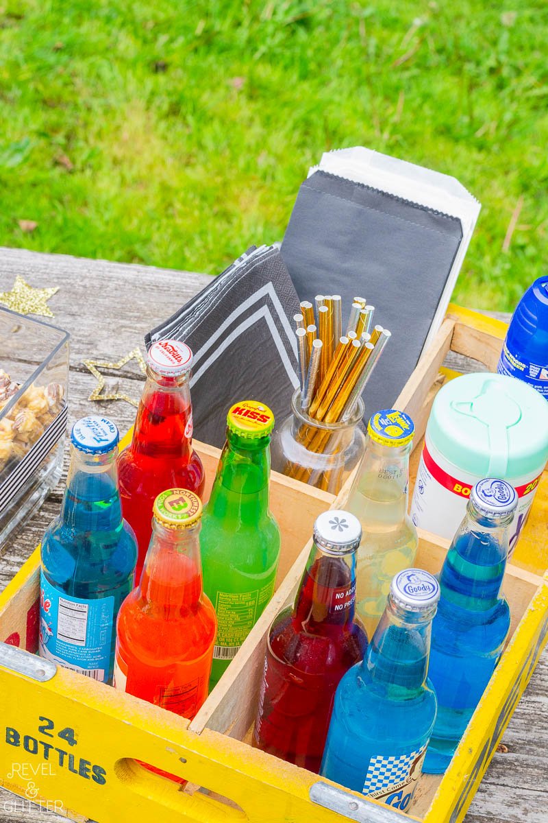 Celebrate Star Wars Day with a DIY trail mix bar for Movie Night; soda crate for supplies