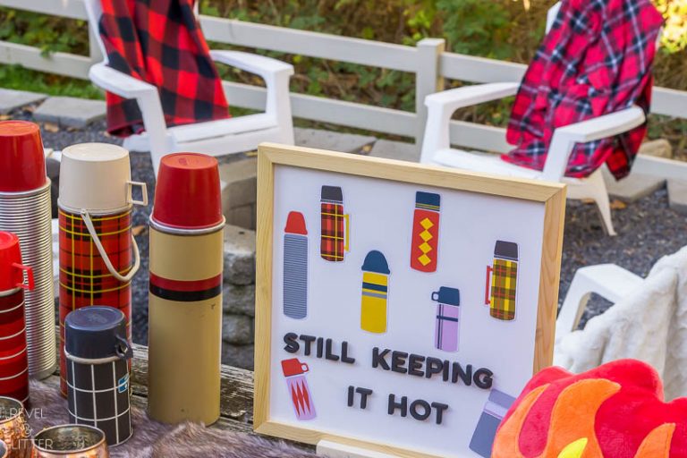 Still Keeping Things Hot -a s'mores and hot cocoa anniversary party; chairs and blankets