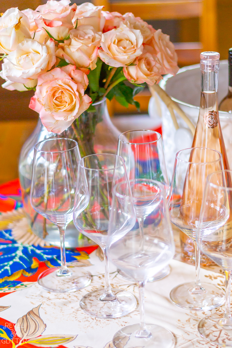 A Simple Spring Tabletop; wine glasses