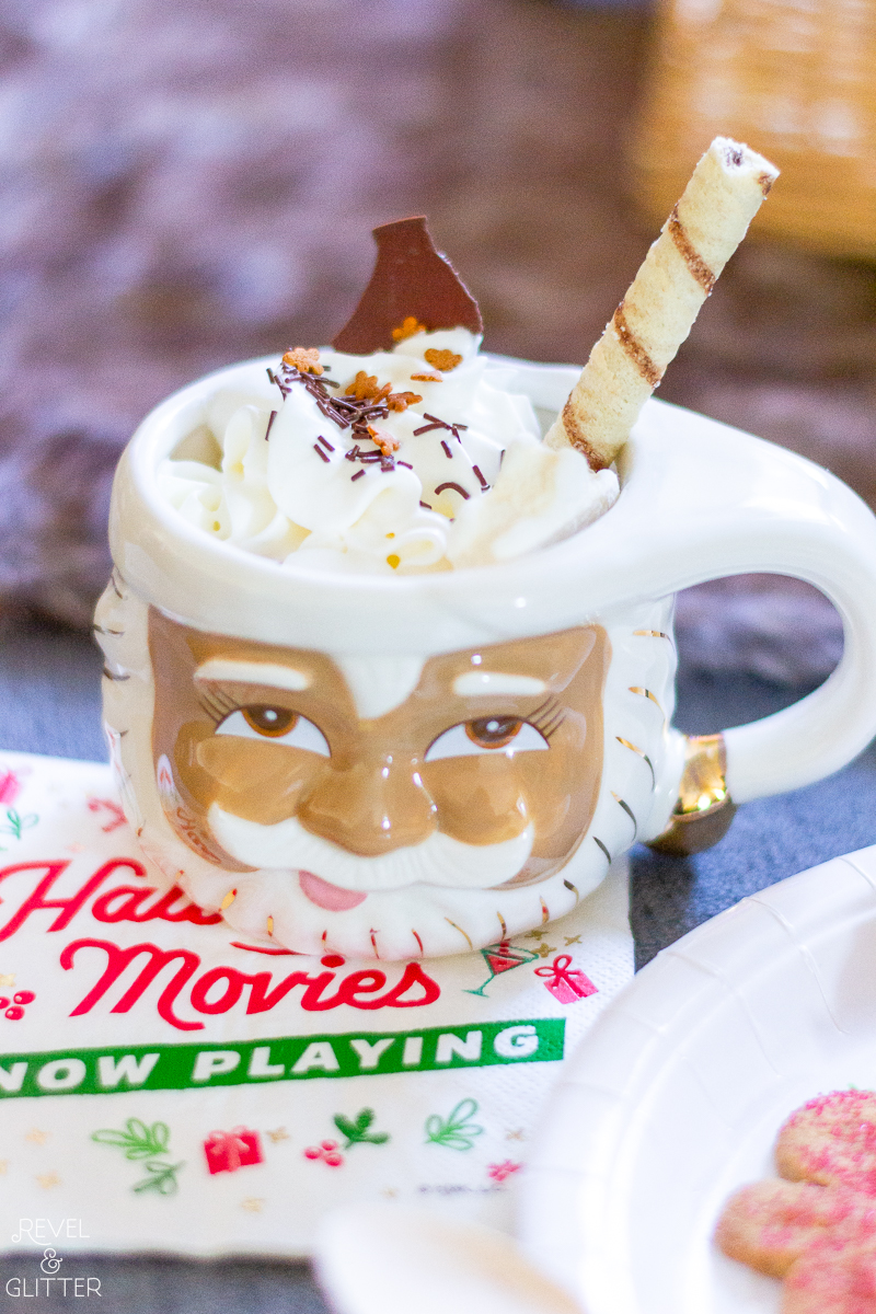Create an Easy Christmas Movie Watch Party - closeup of hot cocoa mug
