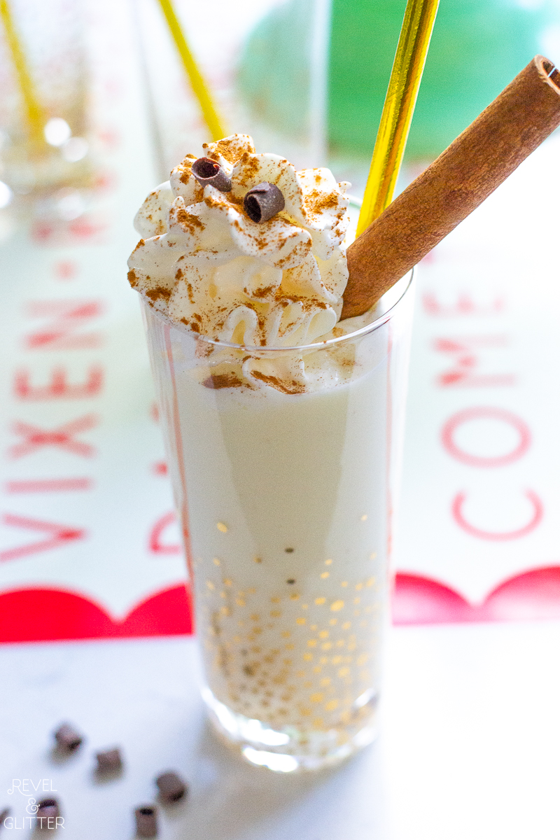 Create an Easy Christmas Movie Watch Party - closeup of glass of eggnog