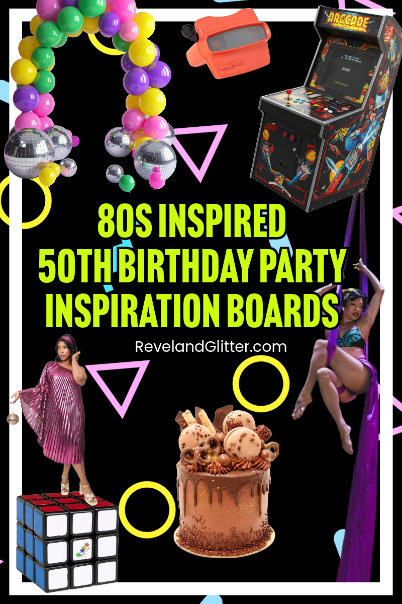 80s inspired 50th birthday party inspiration board
